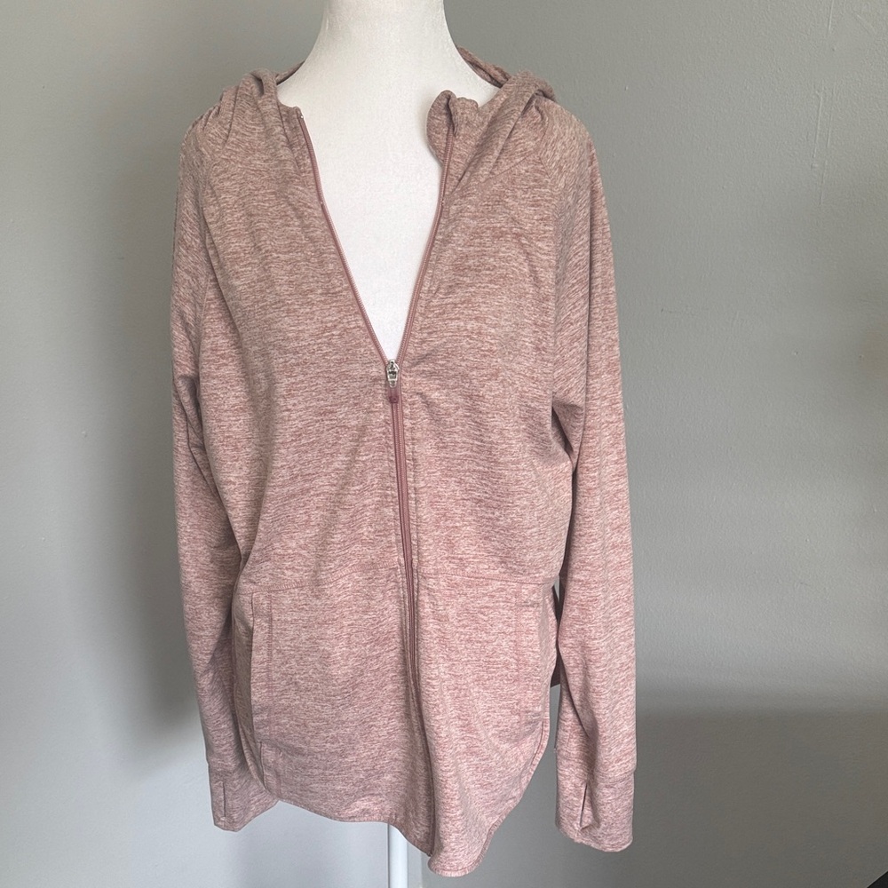 Tangerine Heathered Red hoodie zip up jacket athleisure sporty